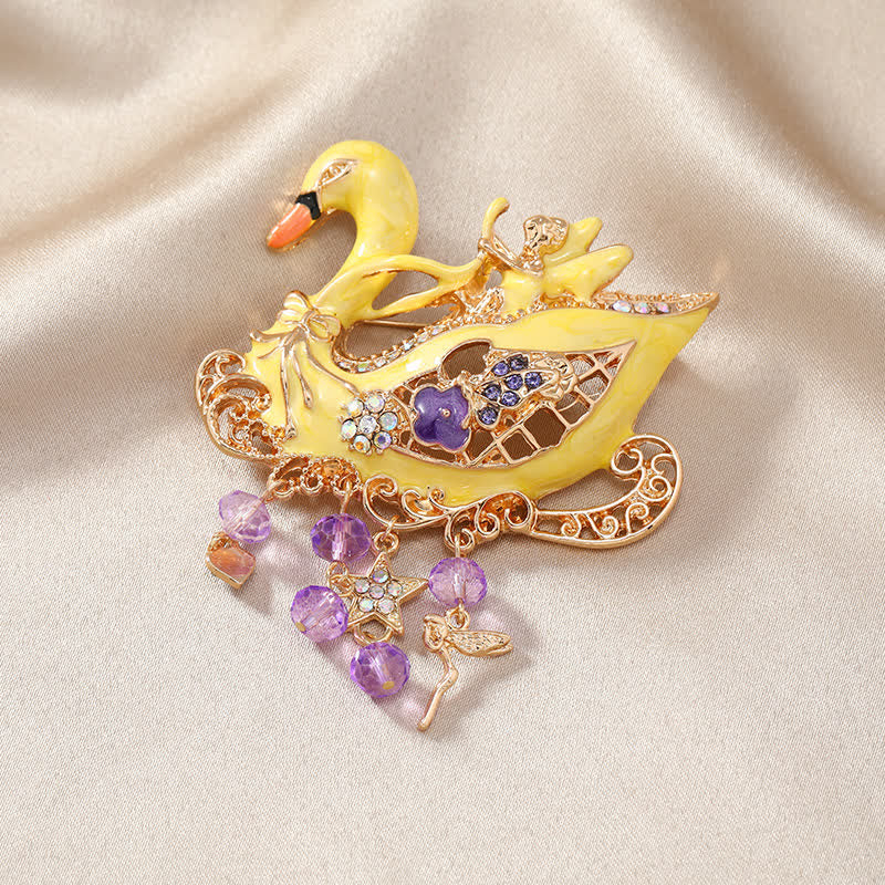 Women's Fairy Swan Tassels Hollow Brooch - Image 5