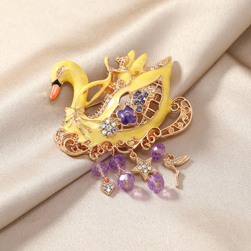 Women's Fairy Swan Tassels Hollow Brooch - Image 6