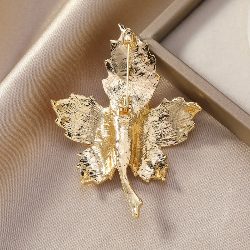 Women's Faux Pearl Maple Leaf Glaze Brooch - Image 3