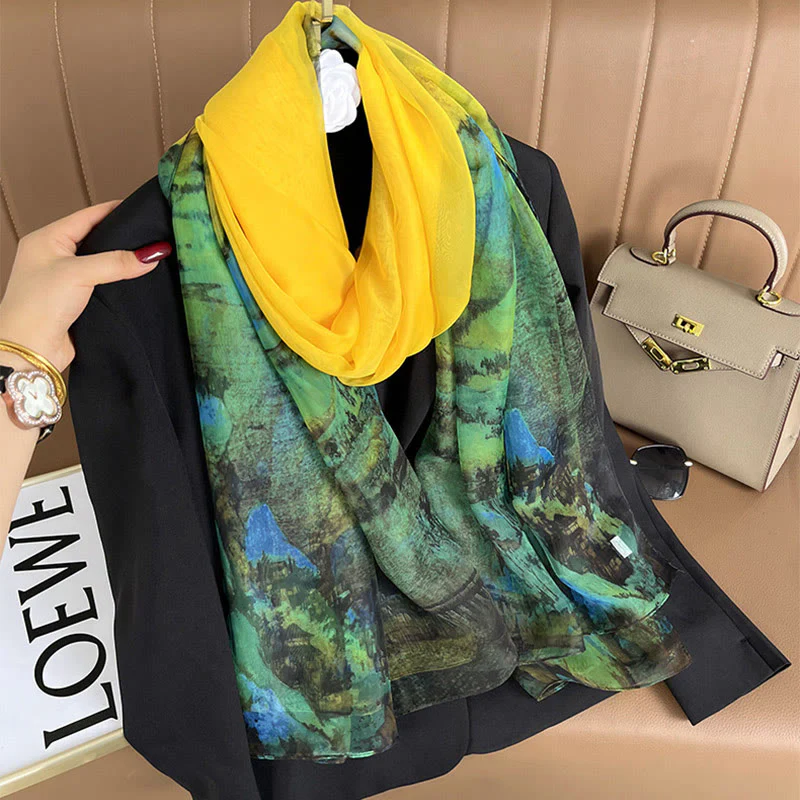 Women's Floral Art Print Lightweight Flowy All-Season Scarf - Image 11