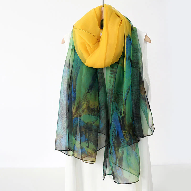 Women's Floral Art Print Lightweight Flowy All-Season Scarf - Image 12