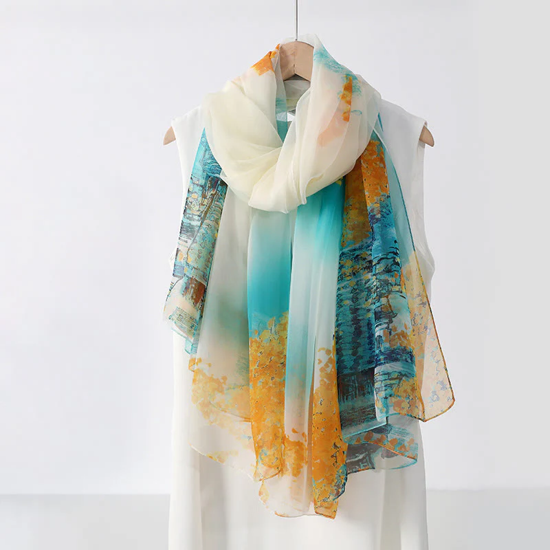 Women's Floral Art Print Lightweight Flowy All-Season Scarf - Image 17