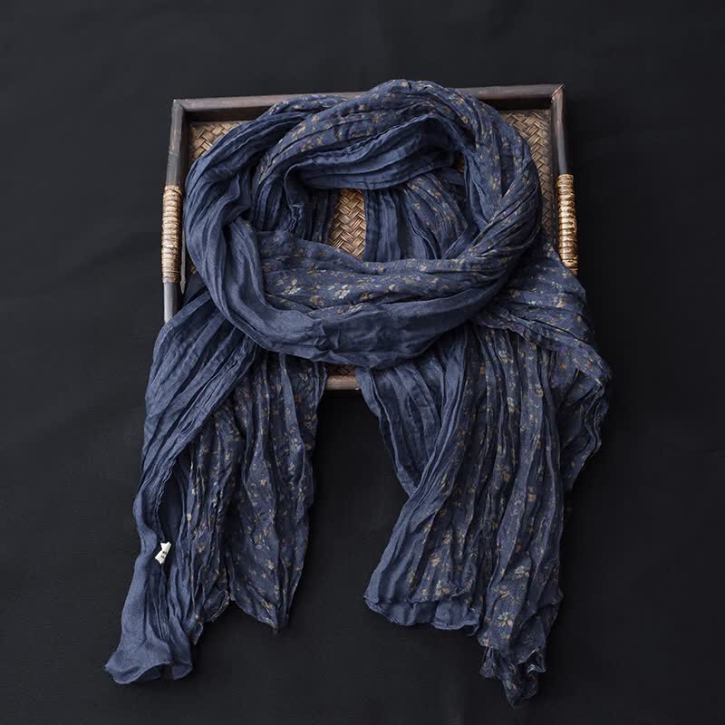 Women's Floral Color Patchwork Cotton Linen Thin Scarf - Image 3