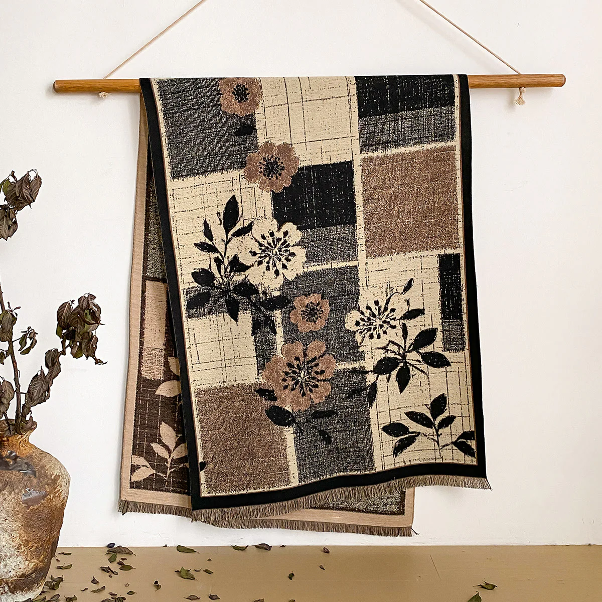 Women's Floral Print Fringed Shawl Scarf - Image 11