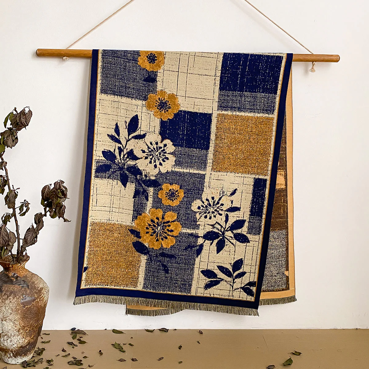 Women's Floral Print Fringed Shawl Scarf - Image 12