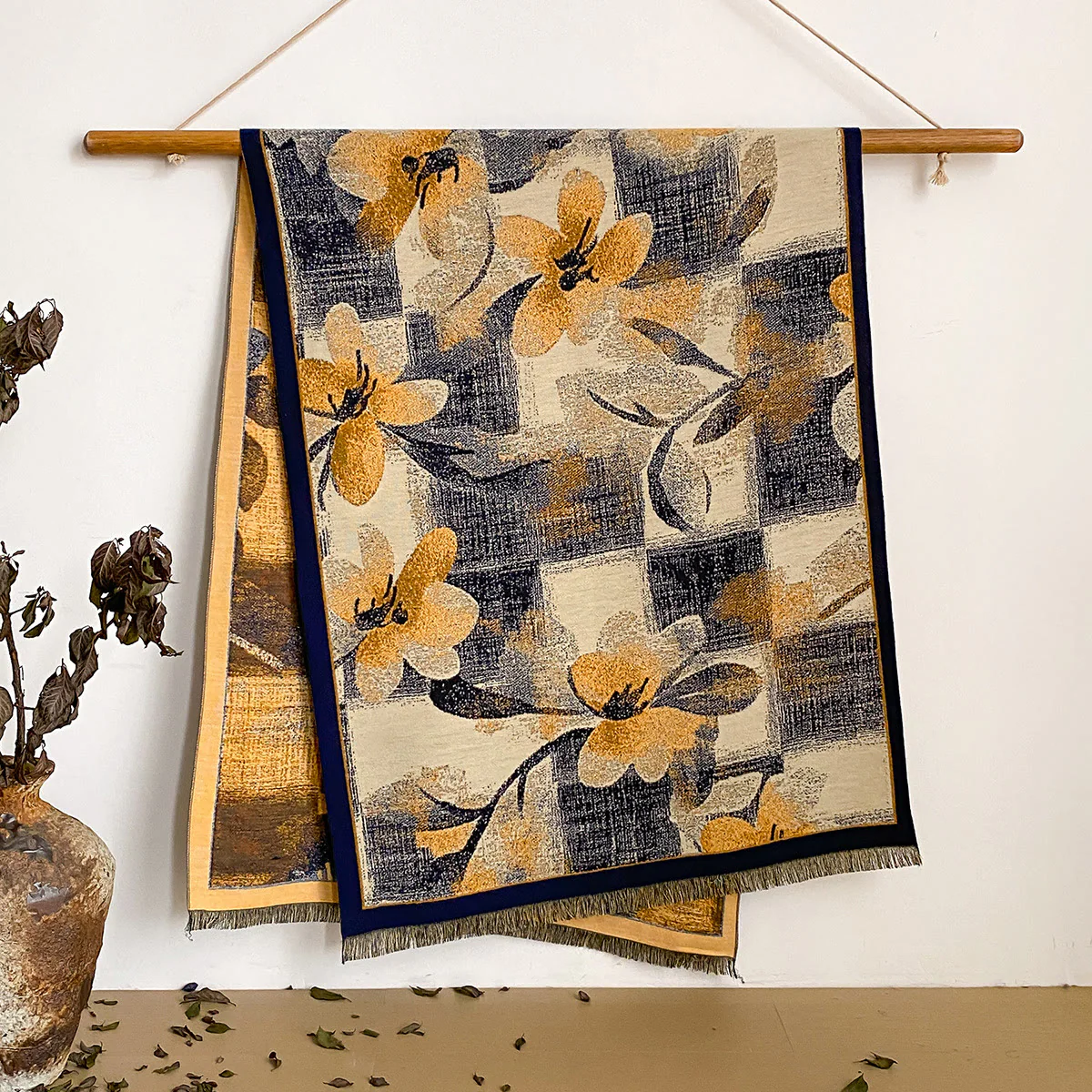 Women's Floral Print Fringed Shawl Scarf - Image 14