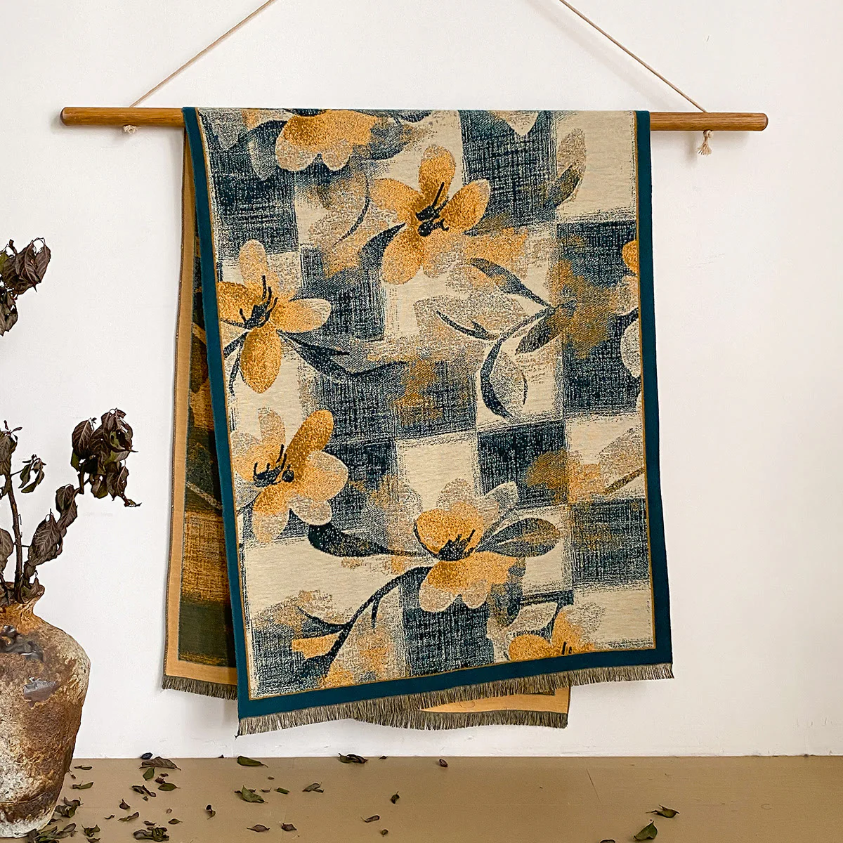 Women's Floral Print Fringed Shawl Scarf - Image 15