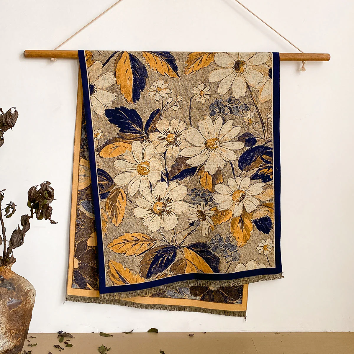 Women's Floral Print Fringed Shawl Scarf - Image 16