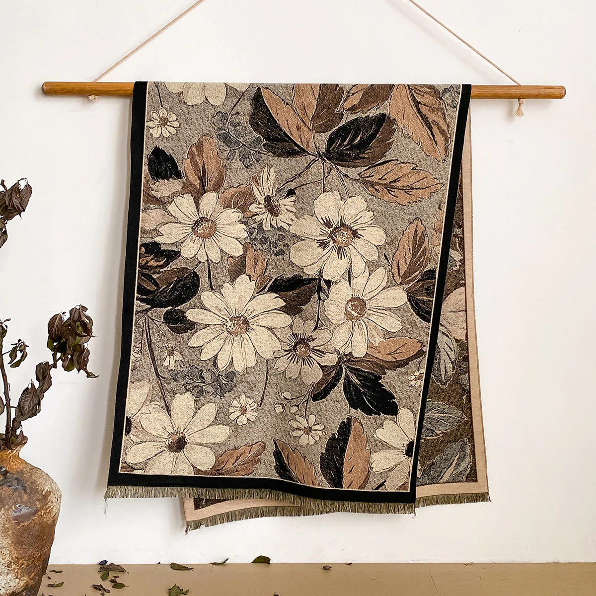 Women's Floral Print Fringed Shawl Scarf - Image 18