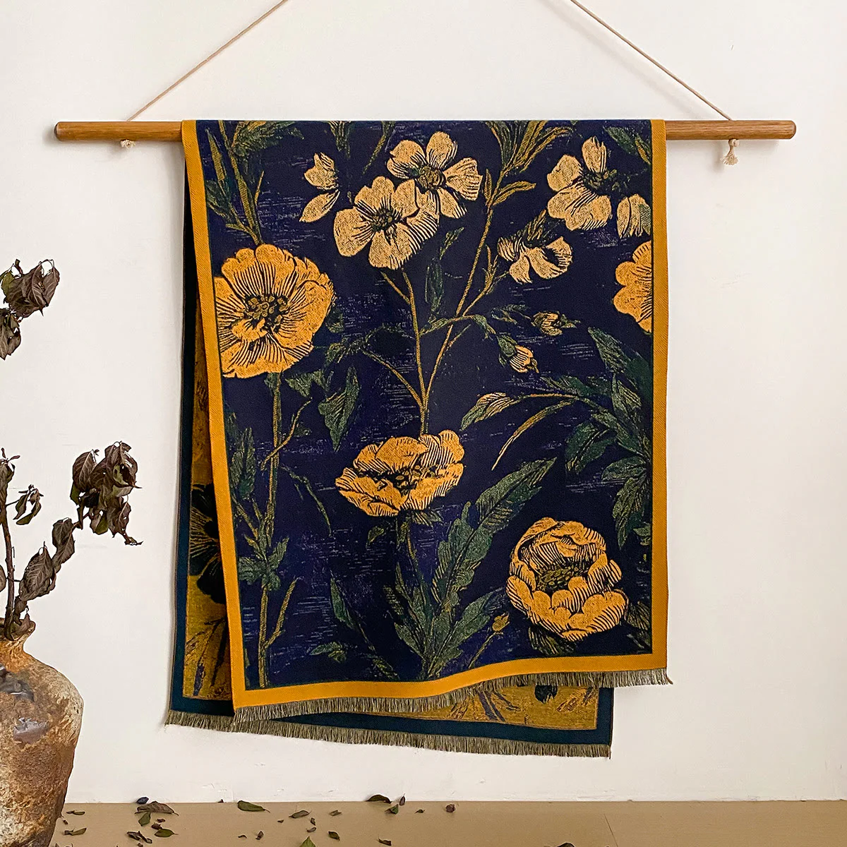 Women's Floral Print Fringed Shawl Scarf - Image 2