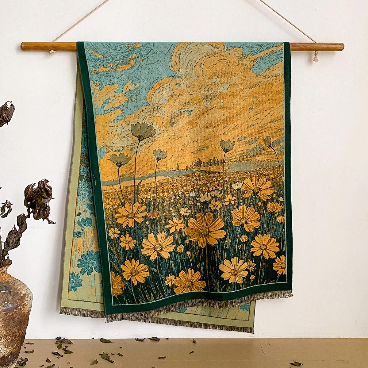 Women's Floral Print Fringed Shawl Scarf - Image 25