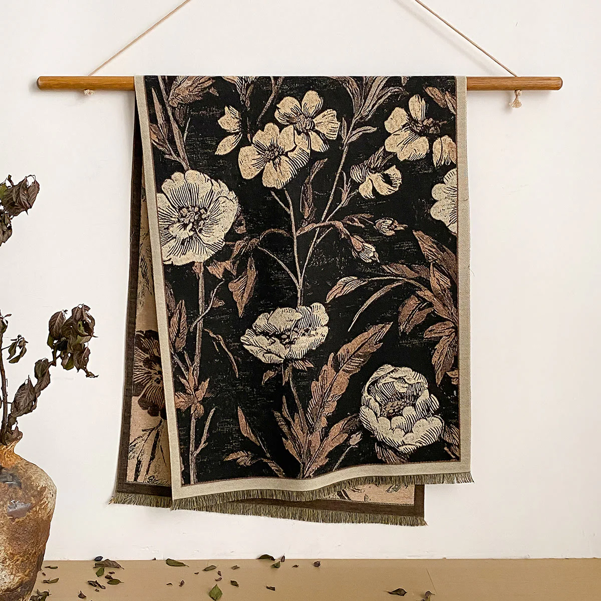 Women's Floral Print Fringed Shawl Scarf - Image 3