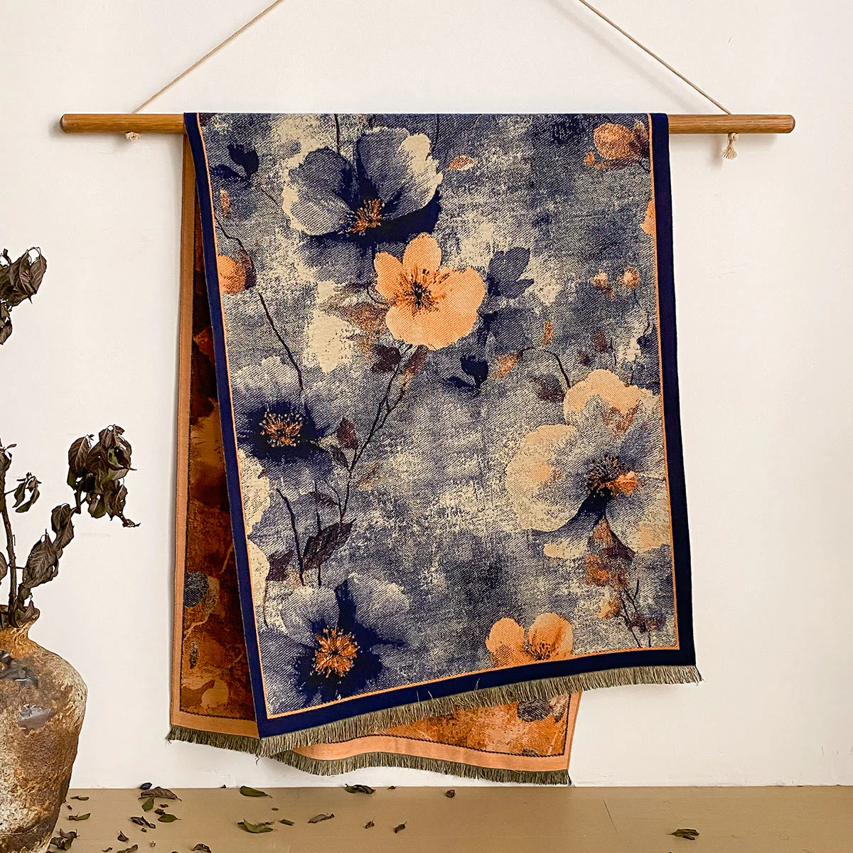Women's Floral Print Fringed Shawl Scarf - Image 34