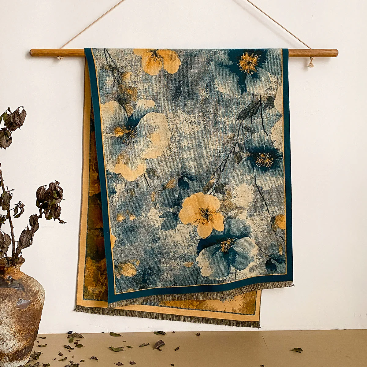 Women's Floral Print Fringed Shawl Scarf - Image 35
