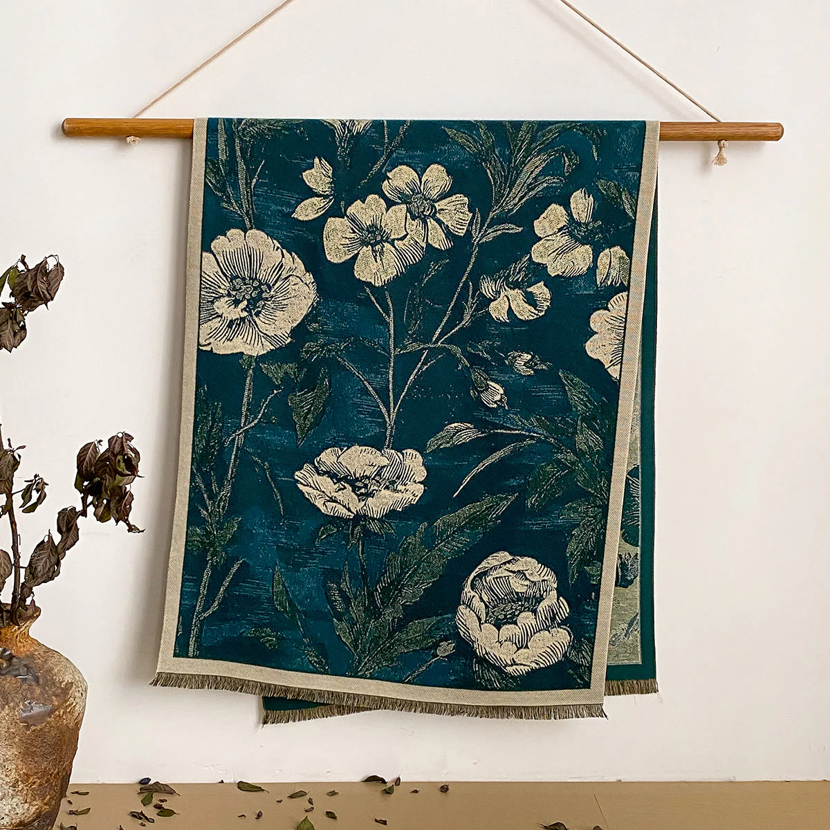 Women's Floral Print Fringed Shawl Scarf - Image 4