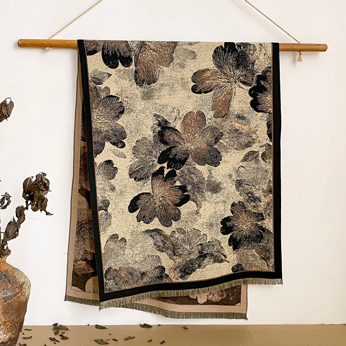 Women's Floral Print Fringed Shawl Scarf - Image 43