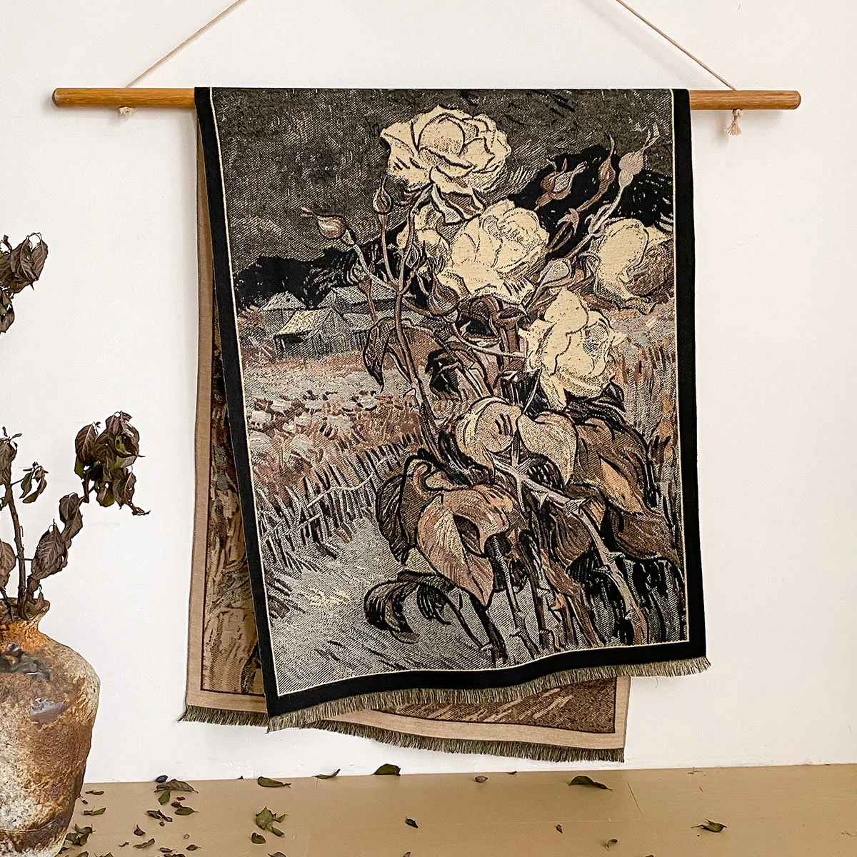 Women's Floral Print Fringed Shawl Scarf - Image 45