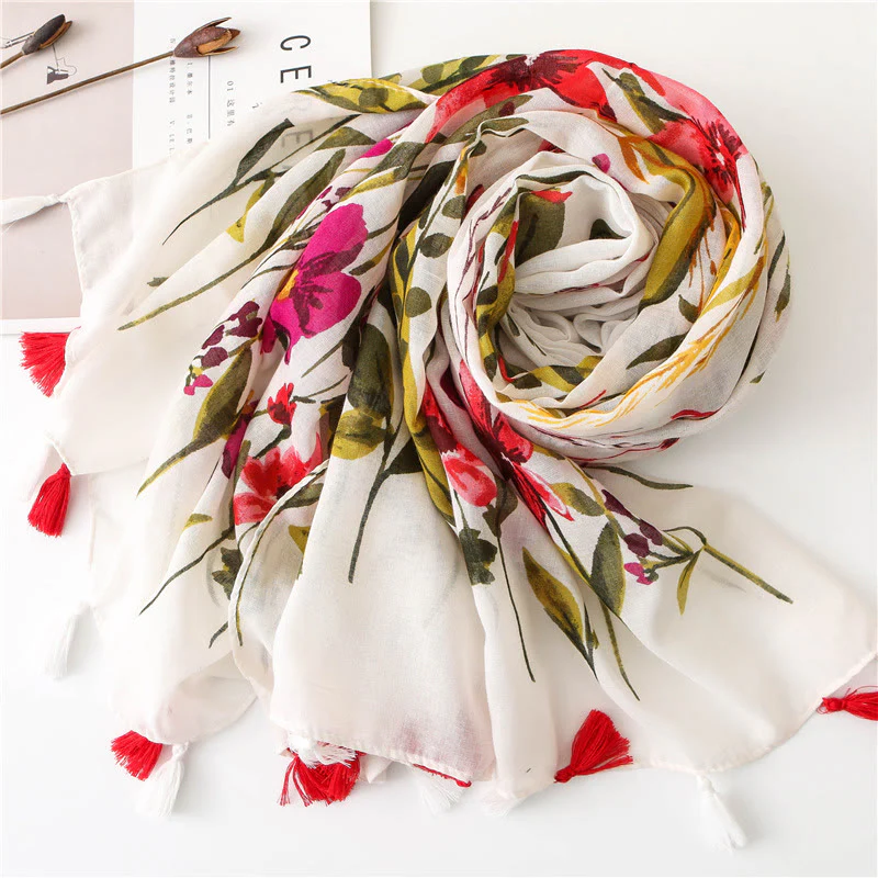 Women's Floral Printed Lightweight Thin Scarf - Image 2