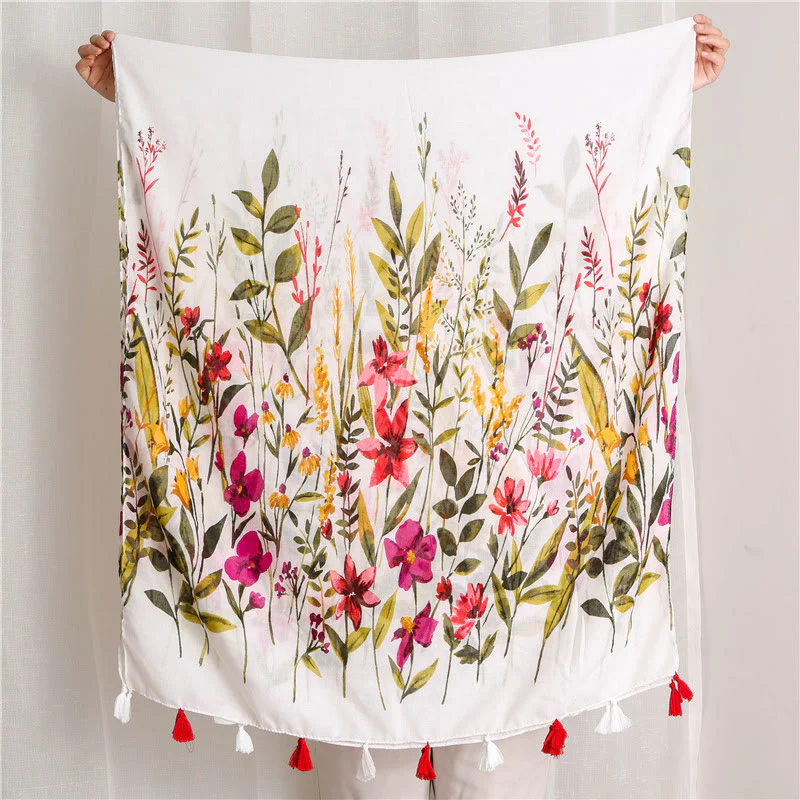 Women's Floral Printed Lightweight Thin Scarf - Image 4
