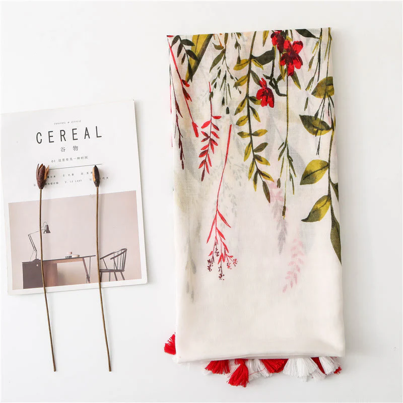 Women's Floral Printed Lightweight Thin Scarf - Image 5