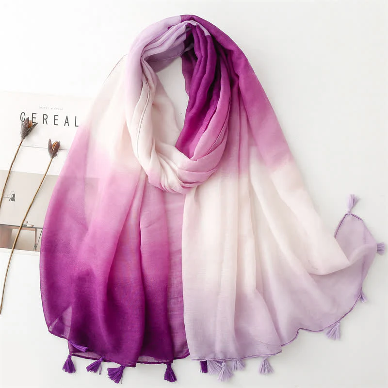 Women's Fresh Unique Gradient Color Thin Scarf - Image 14