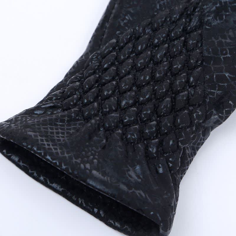 Women's Glossy Python Pattern Soft Velvet Gloves - Image 8