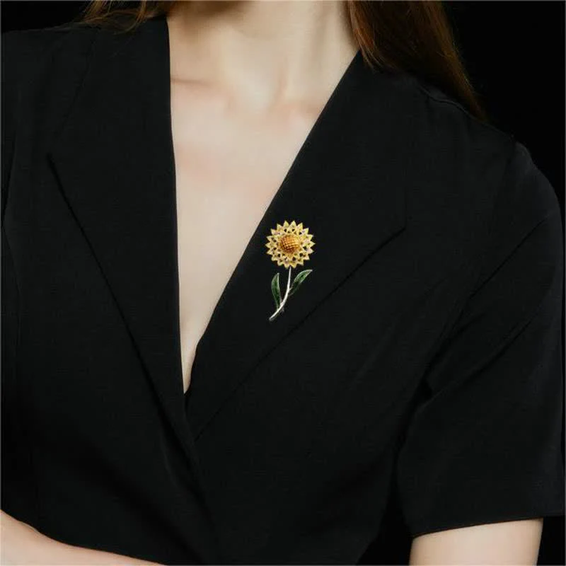 Women's Gold Sunflower Brooch - Image 2