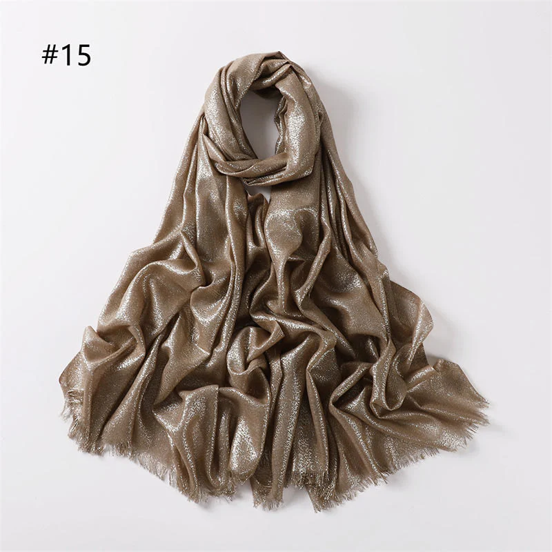 Women's Golden Glitter Lightweight Shawl Thin Scarf - Image 23