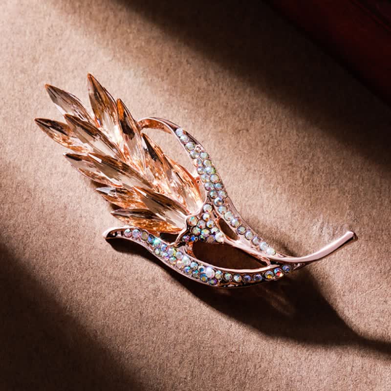 Women's Golden Wheat Ear Rhinestone Brooch - Image 4