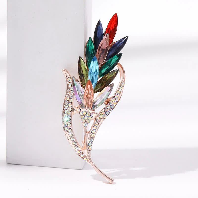 Women's Golden Wheat Ear Rhinestone Brooch - Image 8