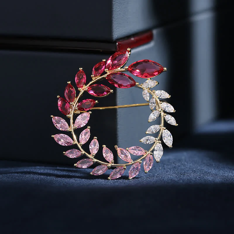 Women's Golden Wheat Leaves Zircon Brooch - Image 5