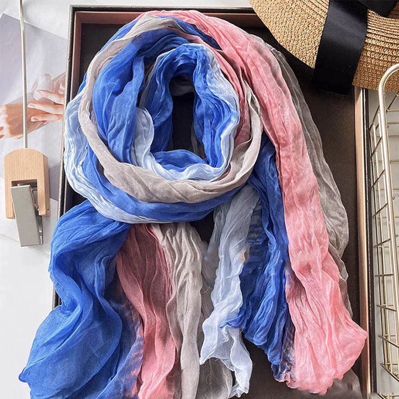 Women's Gradient Solid Color Thin Scarf - Image 25