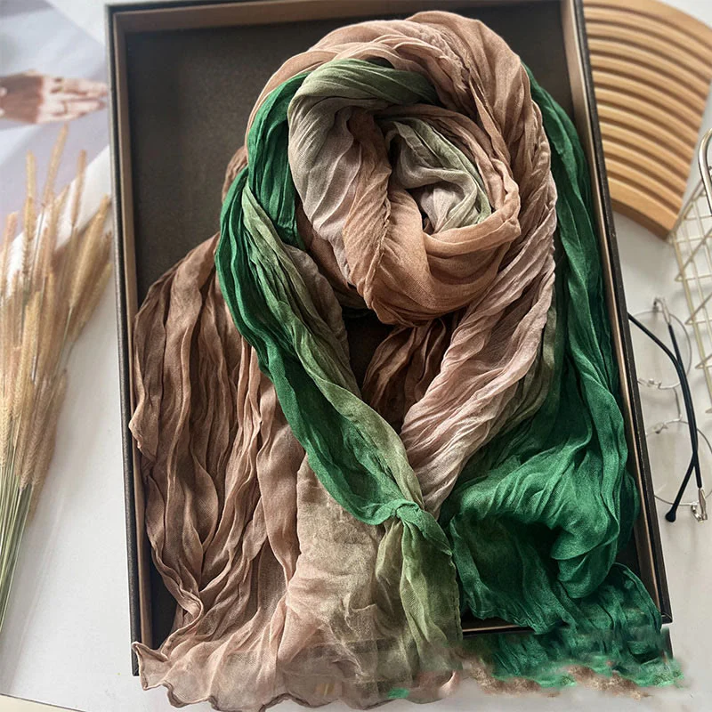 Women's Gradient Solid Color Thin Scarf - Image 27