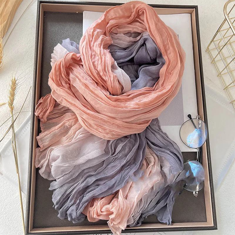 Women's Gradient Solid Color Thin Scarf - Image 4