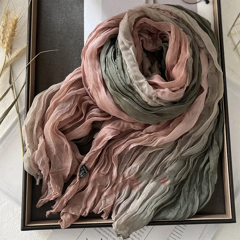 Women's Gradient Solid Color Thin Scarf - Image 5
