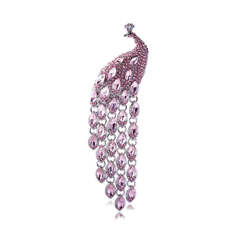 Women's Grazioso Peacock Fringe Brooch - Image 8