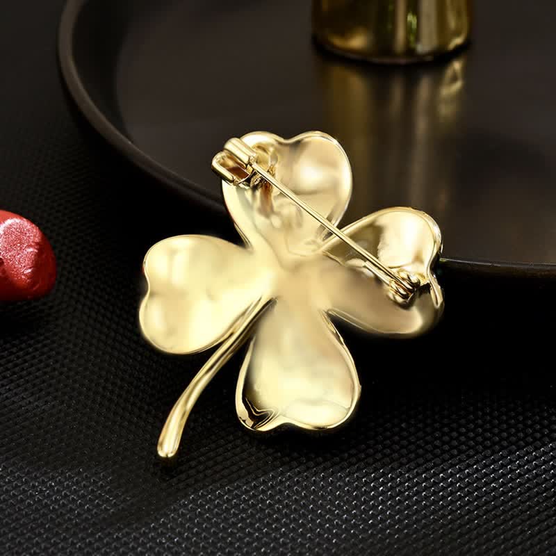 Women's Green Lucky Four Leaf Clover Brooch - Image 4