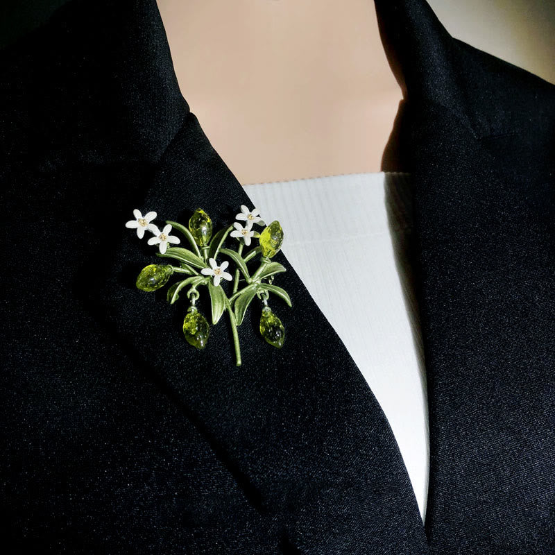 Women's Green Plant Lemon Drop Brooch - Image 2