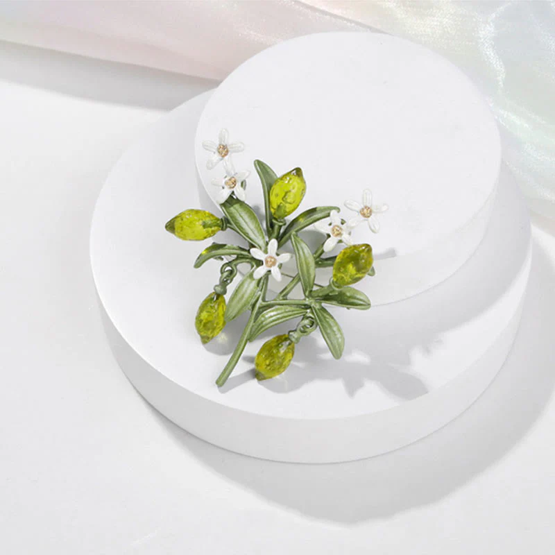Women's Green Plant Lemon Drop Brooch - Image 4