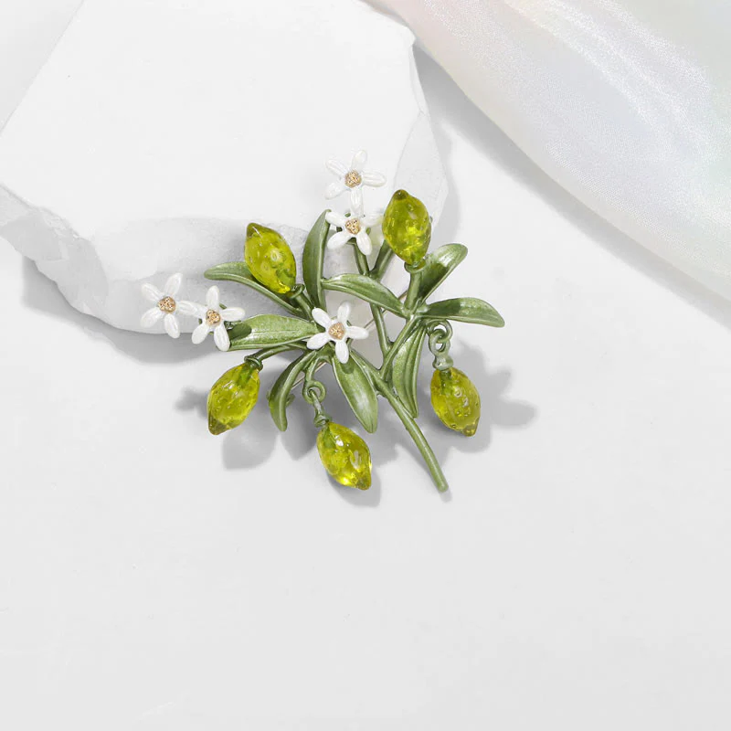 Women's Green Plant Lemon Drop Brooch - Image 5
