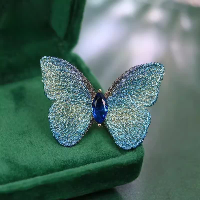 Women's Hand-embroidered Butterfly Crystal Body Brooch - Image 3