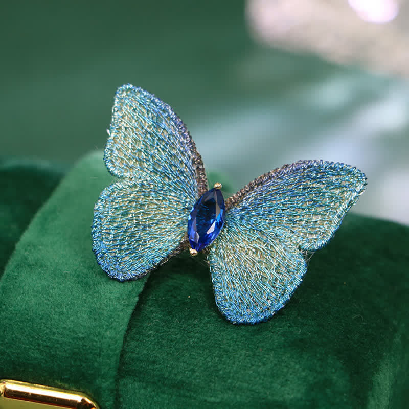Women's Hand-embroidered Butterfly Crystal Body Brooch - Image 4