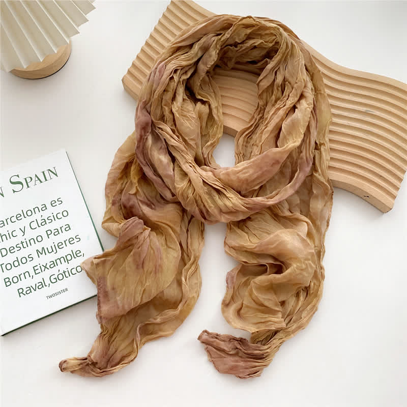 Women's Hand Tie-Dye Pleated Thin Long Scarf - Image 8
