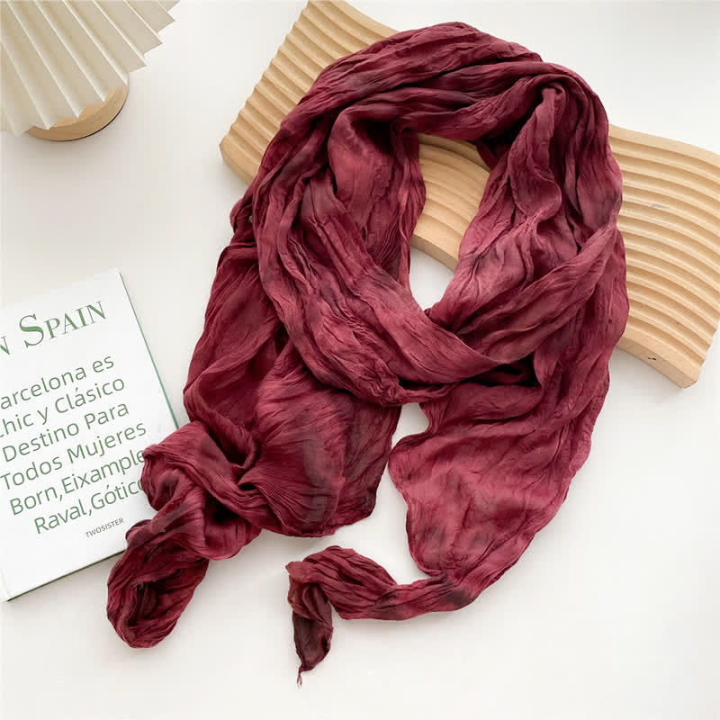 Women's Hand Tie-Dye Pleated Thin Long Scarf - Image 9