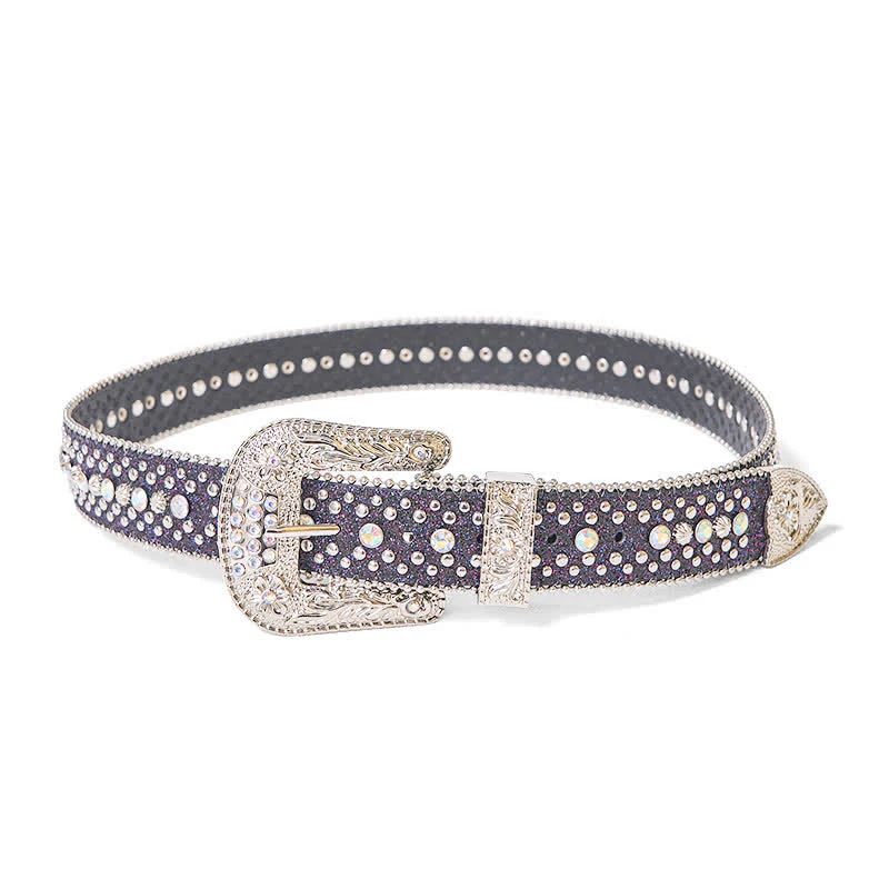 Women's Hip Hop Punk Rhinestone Leather Belt - Image 6