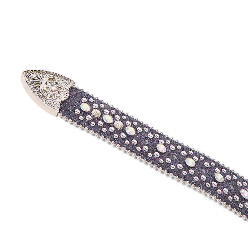 Women's Hip Hop Punk Rhinestone Leather Belt - Image 9
