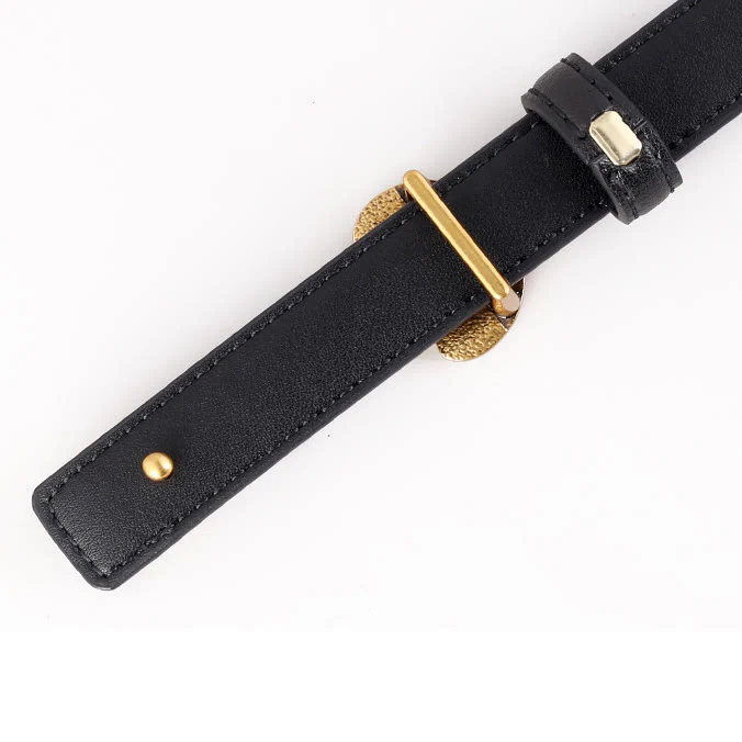Women's Horseshoe Buckle Belt Leather Skinny Belt - Image 7