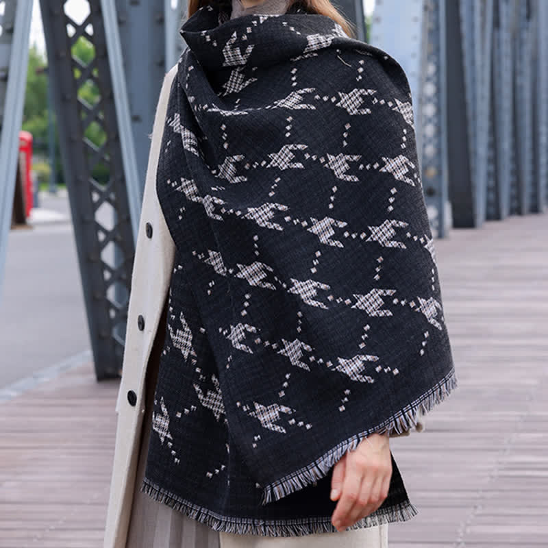 Women's Houndstooth Large Shawl Warm Scarf - Image 8