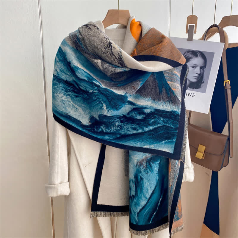 Women's Magnificent Scene Oil Painting Thickened Scarf - Image 15