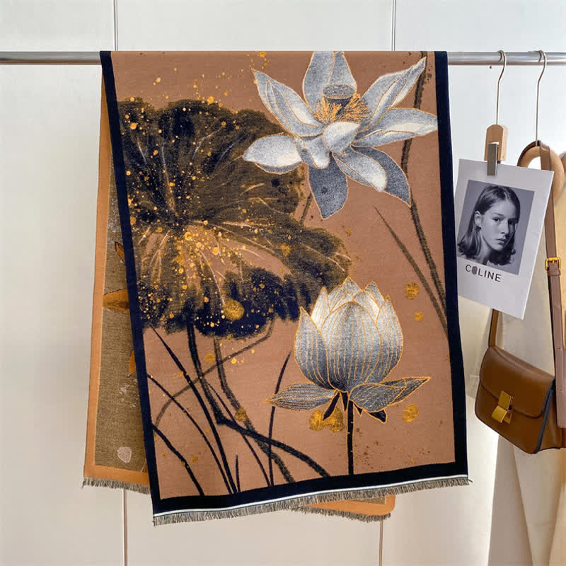 Women's Magnificent Scene Oil Painting Thickened Scarf - Image 29